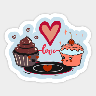 Cute Cupcake Lovers Sticker